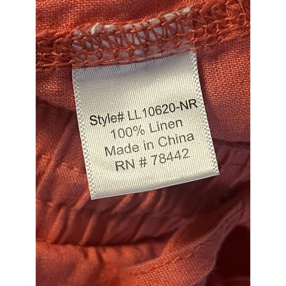 allen allen Linen Pants Womens XL Orange Drawstring Elastic Waist LL10620-NR - Picture 7 of 13